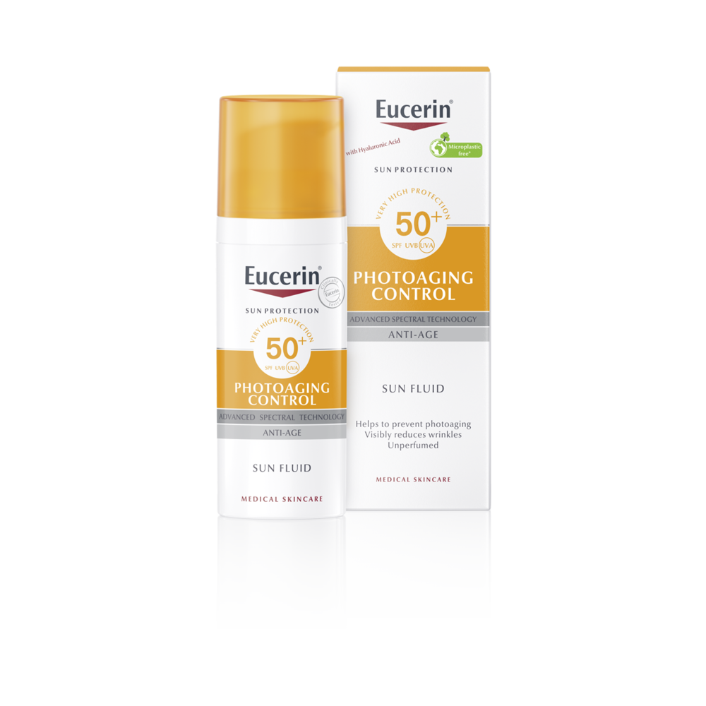 سائل يوسيرين للتحكم في علامات الشيخوخة الضوئية بعامل حماية من الشمس 50، 50 مل