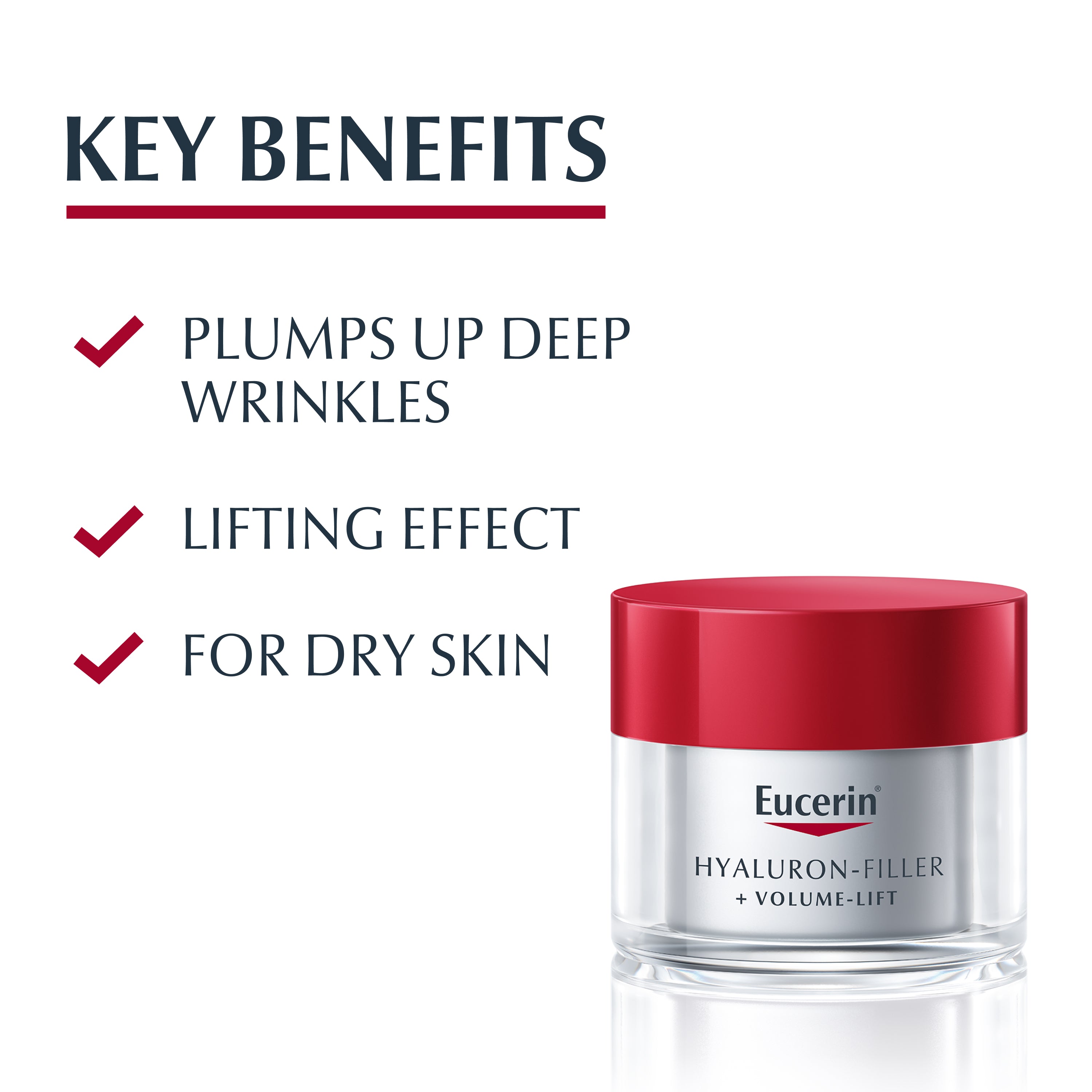 Eucerin Hyaluron-Filler + Volume-Lift Creme de Dia - Pele Seca 50 ml