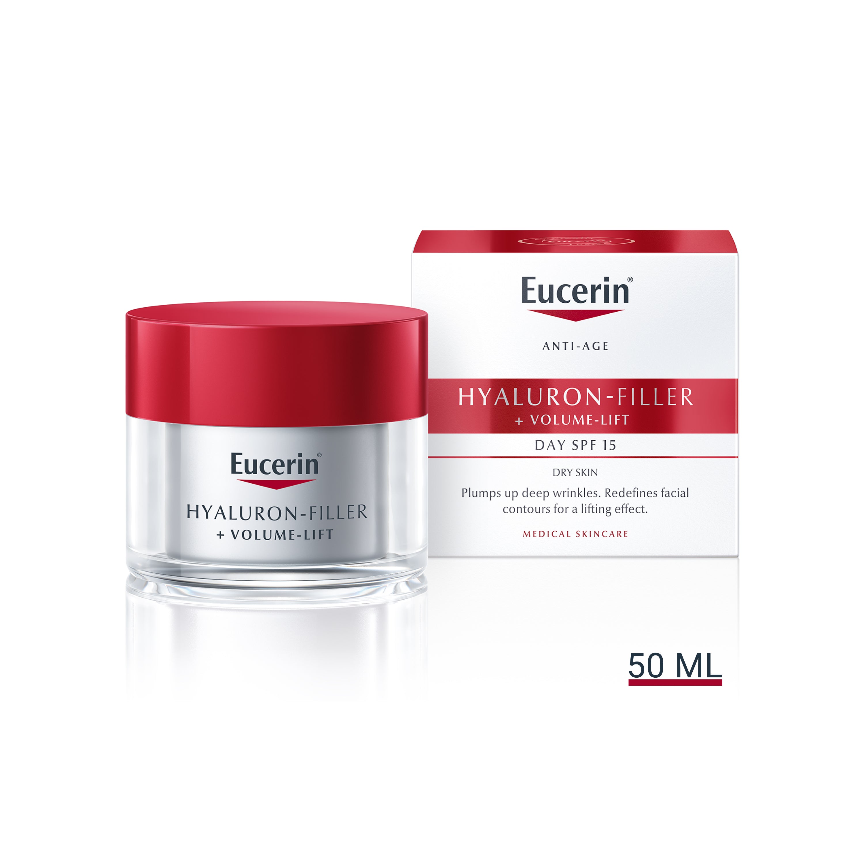 Eucerin Hyaluron-Filler + Volume-Lift Creme de Dia - Pele Seca 50 ml