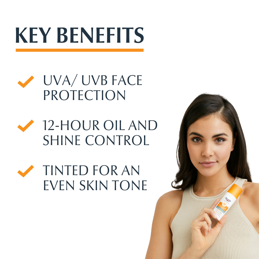 Eucerin Sun Oil Control Gel-Creme Toque Seco Tom Médio FPS 50+ 50ml