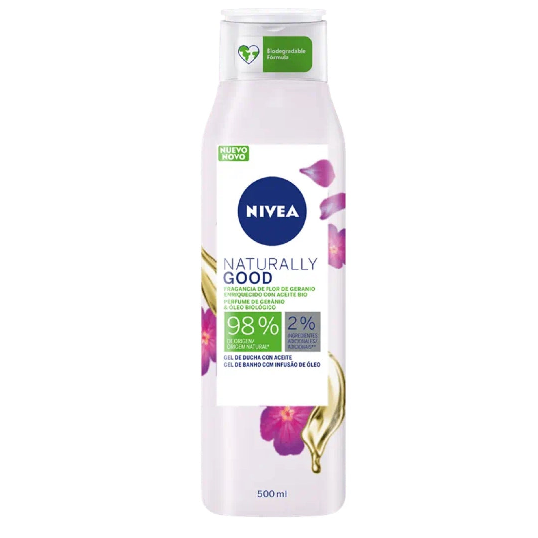 Nivea Gel De Banho Naturally Good Perfume De Gerânio 500 ml