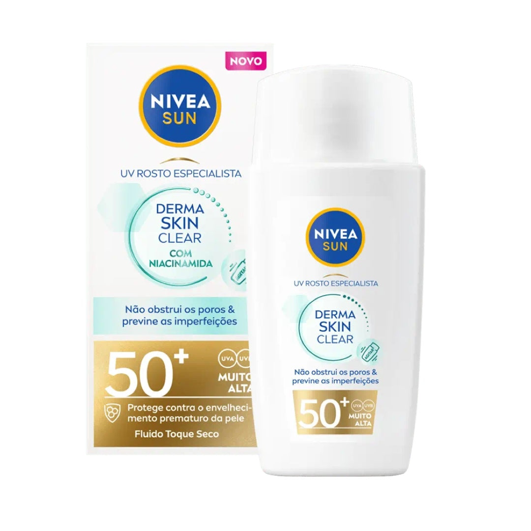 Nivea Solar Fluido UV Rosto Derma Skin Clear FP 50+ 40 ml