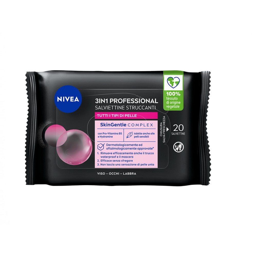 Nivea Toalhitas de Limpeza 3 em 1 Profissional 20 Unidades