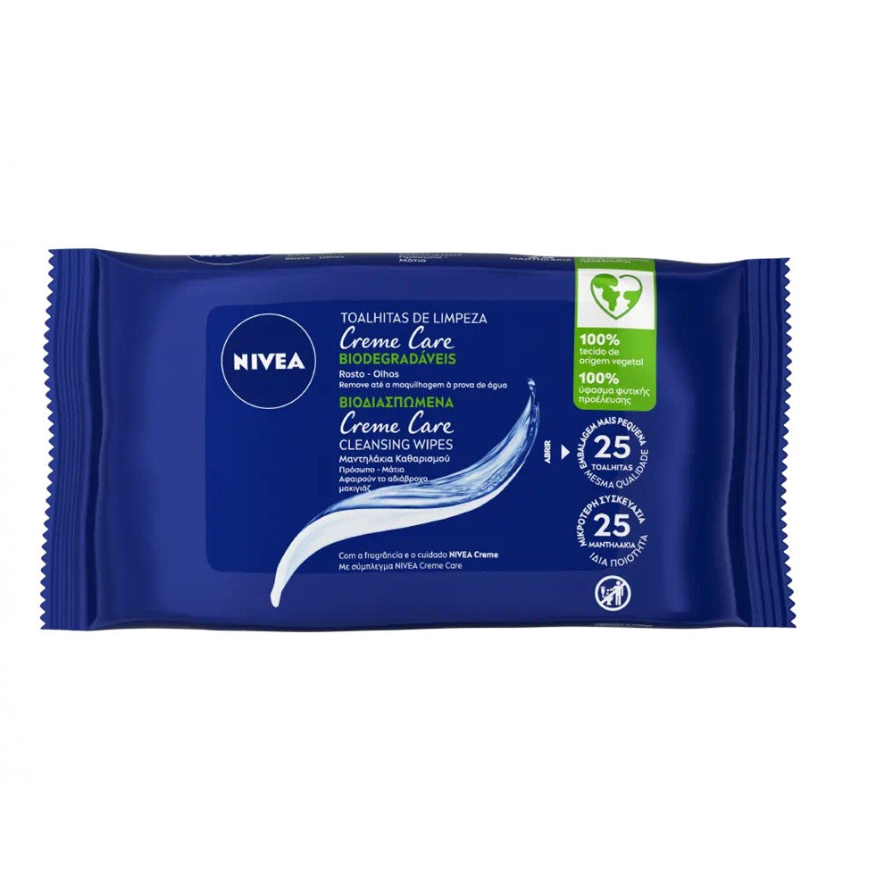 Nivea Toalhitas de Limpeza Biodegradáveis Creme Care 25 unidades